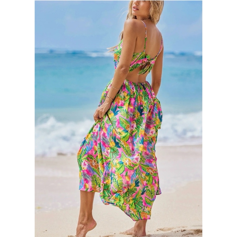 Cupshe Tropical Floral Maxi Dress - Size Large - Picture 4 of 5